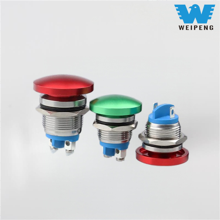 16/19/2mm Göbələk Head Metal Push düyməsini sıfırlama açarı