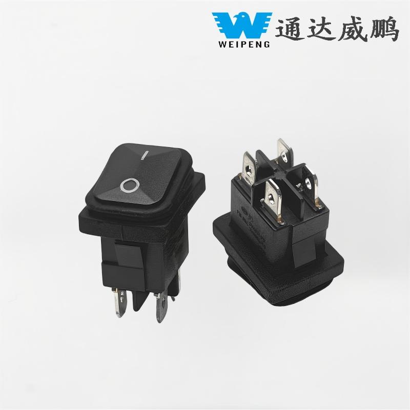 Kcd1-104 Qara 4-Pin 2-Mövqe Suya davamlı Rokçu açar