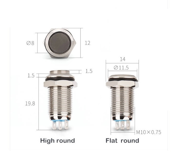 Suya davamlı Push Button Reset Switch Avtomobil hissələri